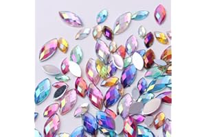 MSLSOZ Bunte Strasssteine mit flacher Rückseite: 900 Stück, Harz, Tropfen- & Rundform, Mischung aus 4 Größen (8-15 mm), 6 mm & 5 mm, für verschiedene Bastelbedürfnisse