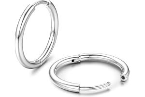 JeweBella Hipoalergiczne tytanowe kolczyki obręcze G23 dla kobiet mężczyzn małe kolczyki obręcze Huggie dla wrażliwych uszu lekka cyrkonia helix chrząstka piercing biżuteria 8/10/12/14 mm