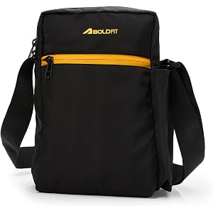Boldfit Sling Bag for Man Unisex Cross Body Side Bag for Man Small Side Bags for Woman for Travel, Gym Mini Messenger Office Adjustable Shoulder Bags - Black