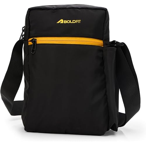 Boldfit Sling Bag for Man Unisex Cross Body Side Bag for Man Small Side Bags for Woman for Travel, Gym Mini Messenger Office Adjustable Shoulder Bags - Black