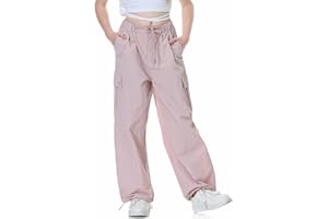 Rolanko Pantalón Cargo Paracaídas Holgado para Niña, Y2K Vintage Joggers con Cintura Elástica Ajustable para Niños Fit