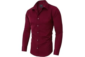 siliteelon Mens Shirts Non Iron Plain Men's Long Sleeve Regular Fit Stretch Dress Business Formal Shirt