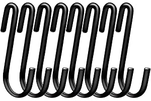 Swatowot Lot de 20 grands crochets de suspension robustes en forme de S de 6 cm pour cuisine, salle de bain, chambre à coucher et bureau (20 pièces, petit, noir)
