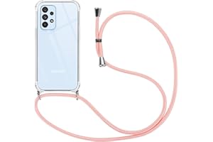 Vauki Funda para Samsung Galaxy A53 5G con Cuerda, Transparente Silicona Carcasa con Correa Colgante Ajustable Collar Correa de Cuello para Samsung A53 5G 6.5", Oro Rosa