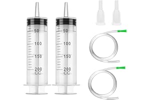 ZWQLZG 2 Stück Spritzen, Spritze 200ml Spritze mit Schlauch, Große Spritze, Ölspritze, Spritzen Set für Industrie