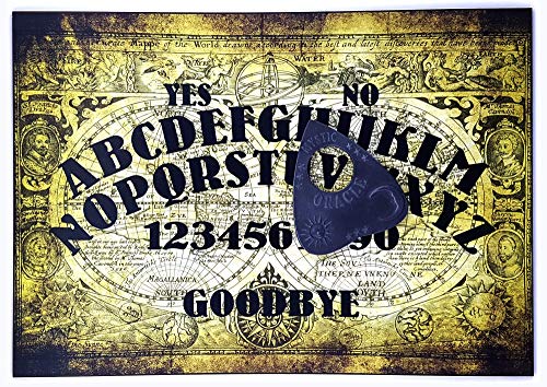 Hand Finished A4 Sized Wooden Olde Worlde Talking Board Set Complete with Mystic Oracle Planchette, Ouija Style Board with World Map Detailing