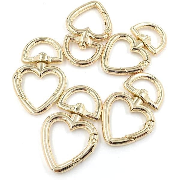 Fermoirs Pivotants En Forme De Cœur – Lot De 15 – Doré, Pour Porte-clés DIY, Sacs, Bijoux Et Décoration Créative