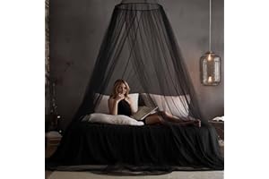 Wnqou Mosquito Net for Bed, Large Dome Canopy Mosquito Net for Single/Double Bed, Girls Room Drcor,Easy Installation for Travel and Home (Black)