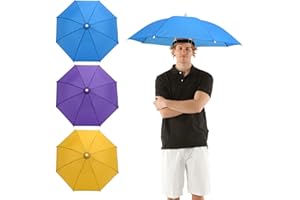 Bekecidi 3 PCS Umbrella Caps Head Umbrella Hats: Adjustable Rainbow Waterproof Fishing Cap with Elastic Bands Portable Mini Umbrellas Hat for Adults and Kids