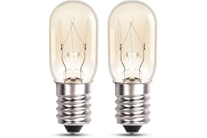 Morotty Lampadina Frigorifero E14 T20 15W Luce Calda 2400-2500K, -20℃ Tollerante, AC 220-240V, Lampadine 15W attacco E14 per Frigorifero, Lampada di Sale, Dimmerabile, 90LM, set di 2