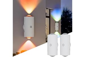 FotuYogo Motion Sensor Light Indoor, 2Pcs RGB Multi-Color Changing LED Wall Sconces with USB Cable & Magnetic Patch, Rechargeable Night Lights for Bedroom Corridor Staircase