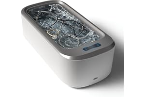 ELLINGTON GIFTS Zestaw do czyszczenia ultradźwiękowego, 46kHz przenośny ultradźwiękowy środek czyszczący do czyszczenia soczewek kapsułkowych, zestawy do czyszczenia maszyn 18 uncji, srebrna biżuteria Sonic Cleaner