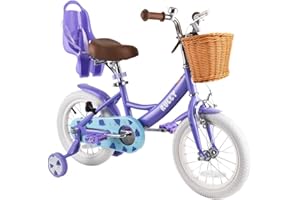 RULLY Fruit Bicicletta per Bambina 12 14 16 Pollici per Età 2-7 Anni, con Rotelle, Bicicletta con Cestino e Seggiolino per Bambola