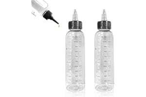 JEUFUN 2pcs Hair Oil Applicator Bottle,Squeeze Oil Applicator Bottle,110ml Hair Dye NozzleBottle HairColor SqueezeBottle with Scale Ratio Measurement Refillable Empty Liquid Container for Salon HairCare