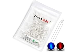 Chanzon 100 pcs 3mm Red & Blue LED Diode Lights (Clear Round Transparent Bicolor Common Cathode) Bright Lighting Bulb Lamps Electronics Components Light Emitting Diodes