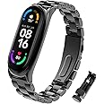 BDIG Mi Band 5 Strap Mi Band 6 Straps Bracelet Replacement, Stainless Steel Metal Wrist Strap Wristband WatchBand Accessories for Xiaomi Mi Band 4 Miband 3, Black