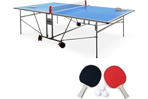 ALICE'S GARDEN Alice' s Garden – Tavolo da ping pong Outdoor Blu – Tavolo pieghevole con 2 racchette e 3 palline, per uso esterno, Sport Tennis da tavolo
