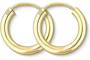 EDELIND Pendientes Mujer 15mm Oro amarillo 8K 14K 18K Pendientes de aro 2.5 mm de grosor Aretes de Mujer Hombre Niña Aritos de Oro con Caja de Regalo de Joyería