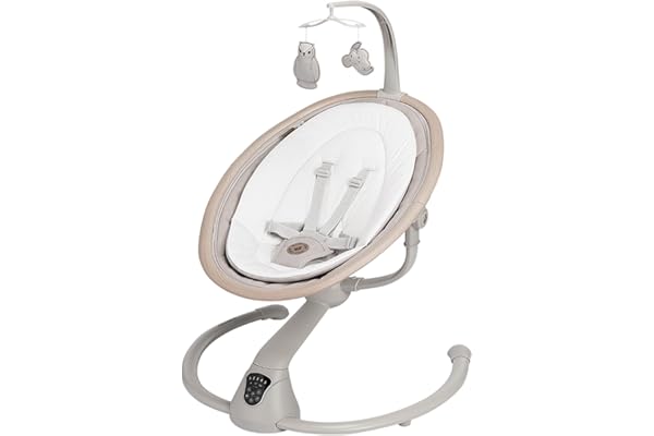 Maxi-Cosi Cassia balancelle bébé électrique, 0-6 mois, 9 kg max, transat bébé, 12 mélodies, rotation 360°, détection mouvement, 5 vitesses de balancement, Classic Beige