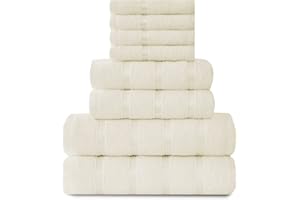 GC GAVENO CAVAILIA Egyptian Cotton Towel Bale Set, Highly Absorbent & Quick Dry Towels For Bathroom, (2 Hand - 2 Bath - 4 Face) 8 Piece Cream Towel Set
