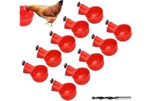 Bhina 10 Pezzi Bevitori Automatici Pollo Ciotole in Plastica Automatico Pollo Bevitore Tazze Abbeveratoio per Galline con Trapano Abbeveratoio Galline DIY Kit per Uccelli, Piccioni, Polli, Anatre