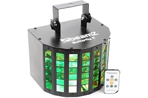 beamz Butterfly II Mini LED Derby Effect Disco Light, 6x3W RGBAWP DJ Lighting with 288 Beam Effect, IR Remote, Auto & Sound Activated Lighting for DJ Party Events & Home Use
