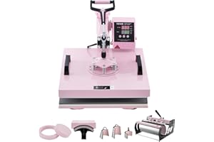 VEVOR 8 en 1 Máquina de Prensado por Calor con Prensa de Vaso de 325-887ml, 380 x 380 mm, Prensa Térmico con Giro de 360° con Control Digital Preciso para Camiseta, Taza, Sombrero y Plato, Rosa
