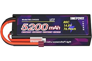 EMEPOVGY 14.8V Lipo Battery 4S 80C 5200mAh Lipos Hard Case with Deans T Connector for RC Car Trucks 1/8 1/10 RC Vehicles