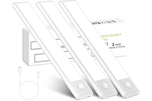 FLOWood Oświetlenie podszafkowe do kuchni 30 diod LED, 3 sztuki, oświetlenie szafek LED, 1200 mAh czujnik ruchu Led Light Strip, 250Lm Homelife czujnik ruchu podszafkowy do schodów, sypialni, 20CM