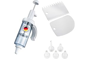 Westmark Kuchengarnierer-Set, 8tlg – Garnier- und Krapfenspritze mit 5 Tüllen + Schaber und Kuchengarnierer, Kunststoff/Rostfreier Edelstahl – Transparent/Weiß, 311622E6