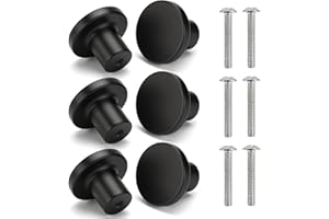 ABRVUAHM 6 Pcs Round Cabinet Knobs, Black Simple Drawer Knobs, Cupboard Handles, Door Kitchen Hardware Knobs Single Hole Handle with Screws for Home Decorating, Cupboard, Wardrobe (30mm*25mm)