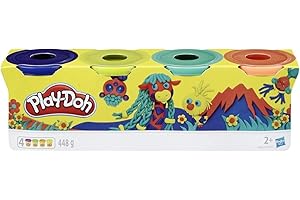 Play-Doh 4 tuby Dzikie Kolory, dla dzieci w wieku od 2 lat, tuby po 112 g, ciemnoniebieski, jasnozielony, pomarańczowy, zielony
