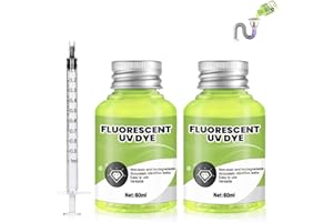 Allony Fluorescent UV Dye, Leak Detection Tracing Dye, Green UV Dye Detector for Detecting Refrigerant Gas Leaks in Vehicle Air Conditioning Systems, Includes R134a Adapter 60ml