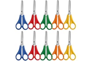 CPJJ 10 Pièces Ciseaux Enfants,Ciseaux Sécurité Enfant Ciseaux Enfant Bout Rond Ciseaux De Maternelle Avec Échelle Pour Les Enfants Étudiants Bricolage Artisanat (5 Couleurs)