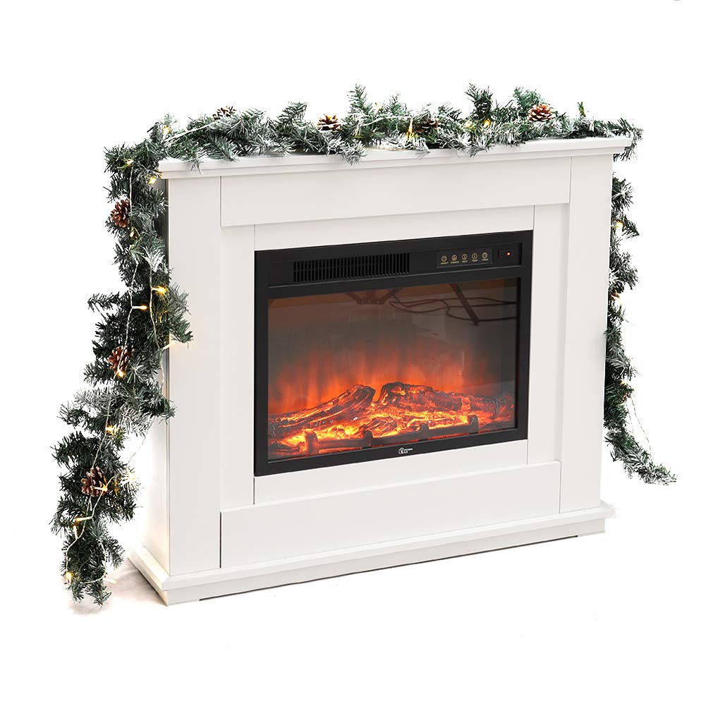 Warmiehomy Pre Lit Christmas Garland With Lights 2 7m Fireplace