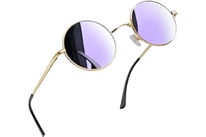 Joopin Occhiali da Sole da Uomo Donna Rotondi Polarizzati Protezione UV400 Retro Vintage Piccoli Metallo Tondi Occhiale da Sole
