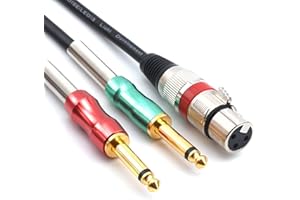SiYear- Cable divisor de audio y audio de 6,6 pies XLR hembra de 3 pines a 6,35 mm 1/4 pulgadas mono macho, doble 6,35 mm macho a XLR hembra, cable adaptador convertidor de audio estéreo (2 m)