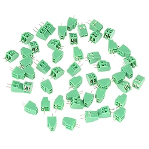 Screw Terminal Block Connector 2 Pin 2.54mm Pitch PCB Universal Screw Terminal Block Connector Green 50 Pcs/Set