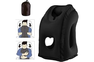 ELITECRAN Nadmuchiwana poduszka podróżna, poduszka na kark, samolot, przenośna, podróżna, składana, wygodna, wielofunkcyjna poduszka podróżna do spania w samolocie, pociągu, domu, biurze (czarna)