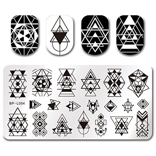 Born Pretty 12*6cm Rectangle Stamping Template Geometry Design Manicure Nail Art Image Plate BP-L054