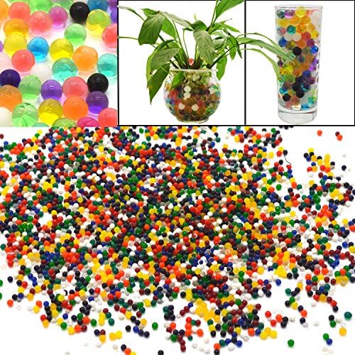 7000 PCS Crystal Water Gel Beads, Doubletwo Multi-colors Jelly Water Pearl Water Growing Jelly Crystal Balls Vase Filler Beads for Home or Party Decoration