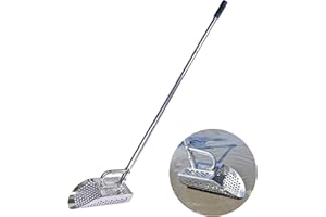 Plutohiker Sand Scoop for Metal Detecting, Long Handle Stainless Steel Shovel Scoop for Adults, for Treasure Hunting, for Beach,Diving, Rust-Proof, Handheld with Removable Design