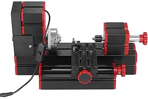 ERYUE Mini tornio,Mini tornio 9 in 1 fai da te multifunzionale trasformatore motorizzato multiuso macchina seghetto alternativo trapano trapano plastica metallo tornio legno tornio foratura levigatura