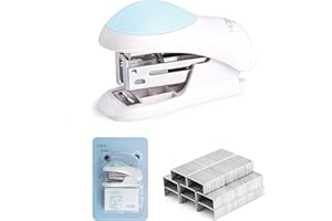 FUNNGY Mini Hefter,Hefter Klein Tragbar Heftgerät Less Effort Heftgerät Manueller Tischhefter 3 Farboptionen mit Heftklammern für Schulen Arbeitsplätze Familien Blau