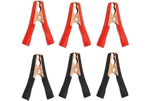 Beiyan 6 Stück Krokodilklemmen, 200A Starthilfekabel mit Isoliermantel, Rot und Schwarz