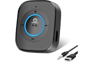 iDIGMALL Bluetooth 5.4 Receiver for Speaker, Wireless HiFi Music Adapter w/Built-in Mic for Hands-free Calls for Car Home Stereo Wired Headphones with 3.5mm RCA Aux Jack, 20 Hrs Playtime, Multi-Point