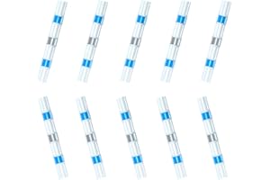 JOYELEC Lot de 95 connecteurs de câble, connecteurs à souder avec gaine thermorétractable, 16-14 AWG (1,5 mm²-2,5 mm²) - Connecteurs thermorétractables étanches (95 pièces bleues dans des sacs)