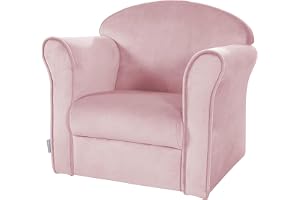 roba Barnfåtölj Lil Sofa med armstöd - för pojkar och flickor - Bekväm babysfåtölj - Sammetstyg, rosa - Minifåtölj för baby