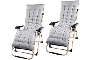 LegendTech 2 Pcs Sun Lounger, Thick Sun Lounger Cushions, Sunbed Replacement Garden Patio Lounge Outdoor Reclining with Anti Slip Straps,No Chairs (Grey)