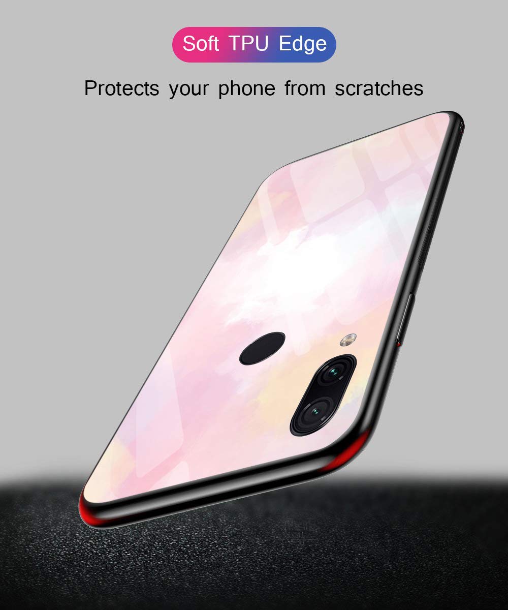 Oihxse Colorido Gradual Cristal Estilo Case Compatible con Redmi 5 Funda Vidrio Templado Trasera Carcasa Borde de Silicona Suave Protectora Ultra Fino Anti-arañazos - Imagen 3